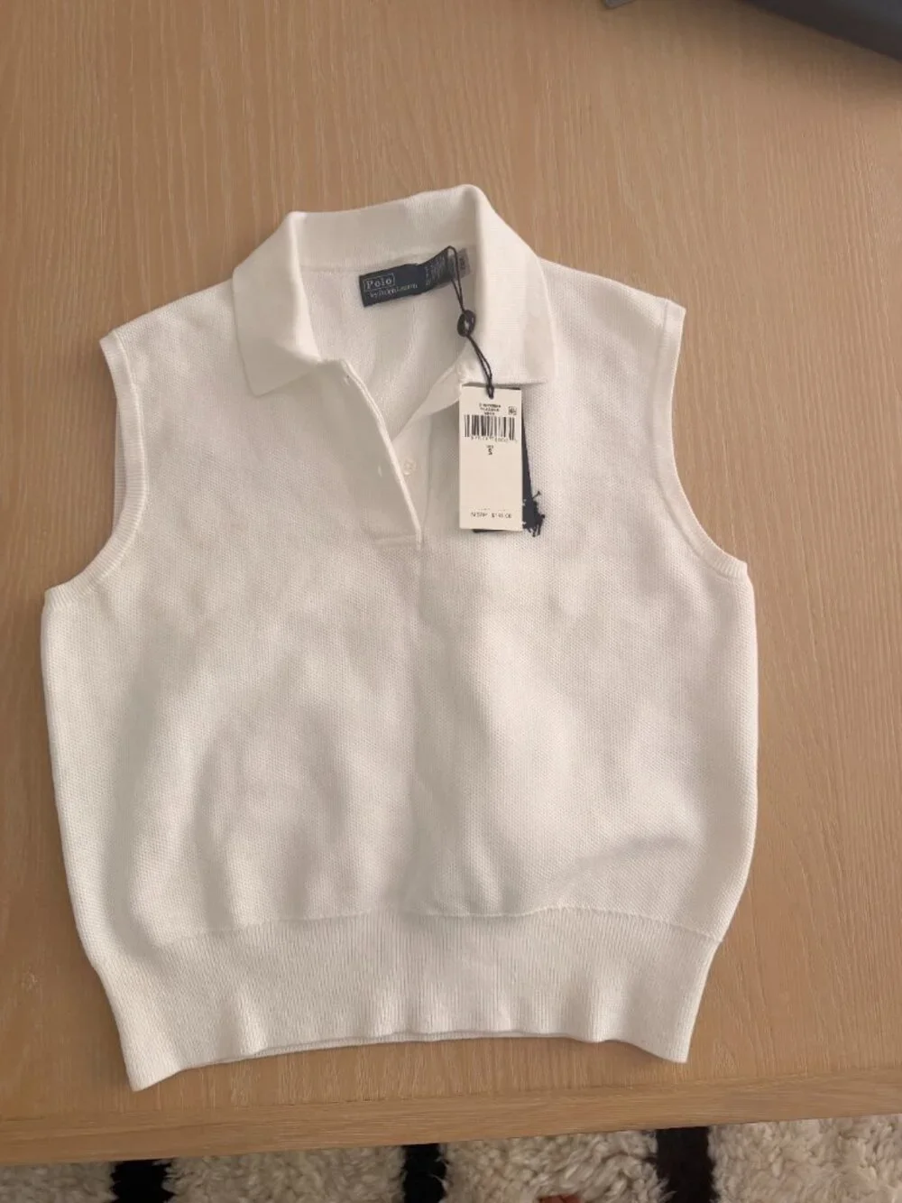 Polo Ralph Lauren Sleeveless Polo in White SIZE S